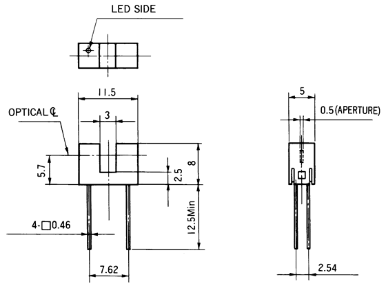 光電傳感器（光學(xué)傳感器）OJ-1709尺寸規(guī)格