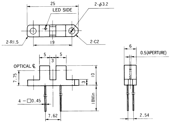 光電傳感器（光學(xué)傳感器）OJ-1402尺寸規(guī)格